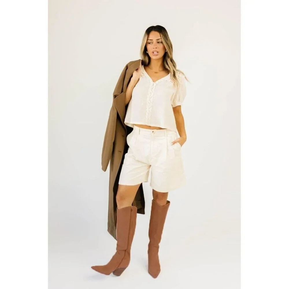 Womens Suede Lightbrown Side Zipper Knee High Pointed Toe Chunky Heel Tall Boots